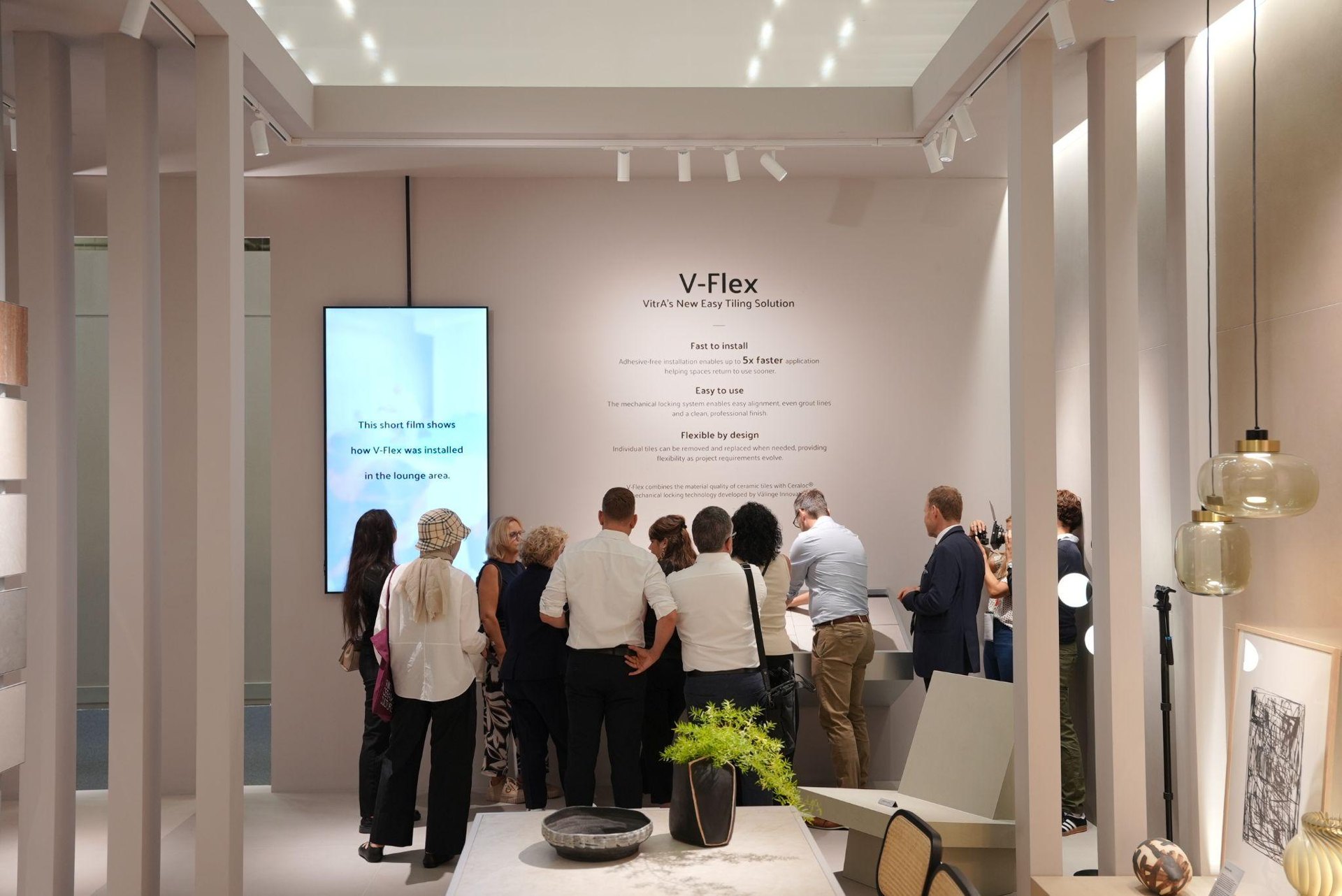 Visitors at the V-Flex installation display: New Codes of Design and "The Code" Concept Presented by VitrA Tiles at Cersaie