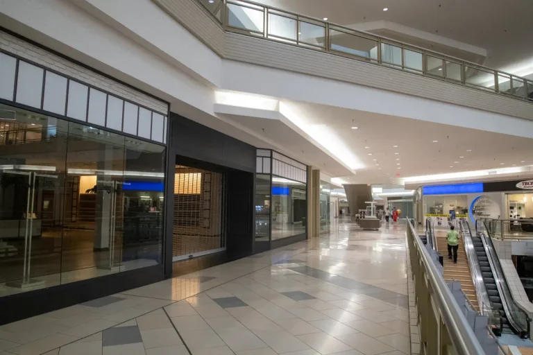 TFG London cyber attack hits Hobbs, Phase Eight and Whistles Spacious and contemporary mall interior with closed stores and escalator